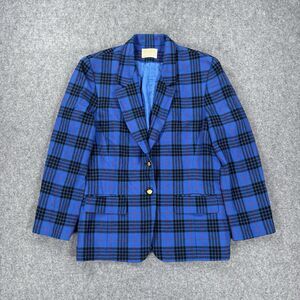 Vintage Pendleton Blazer Jacket Women’s 12 Blue Black Morgan Scottish Plaid Wool